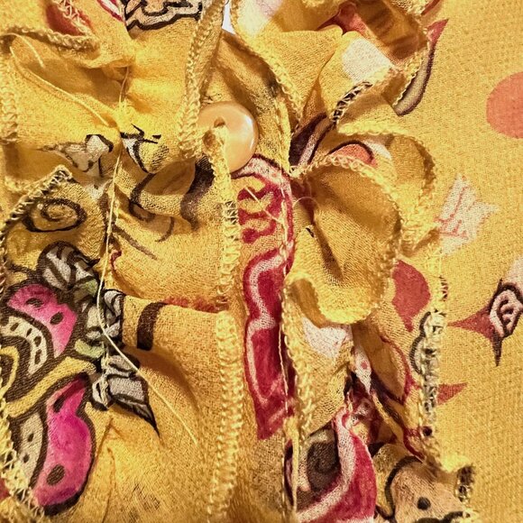 Edward Vintage Women's 100% Silk Floral Sleeveless Ruffle Top Button Up-V Neck M - Picture 6 of 15